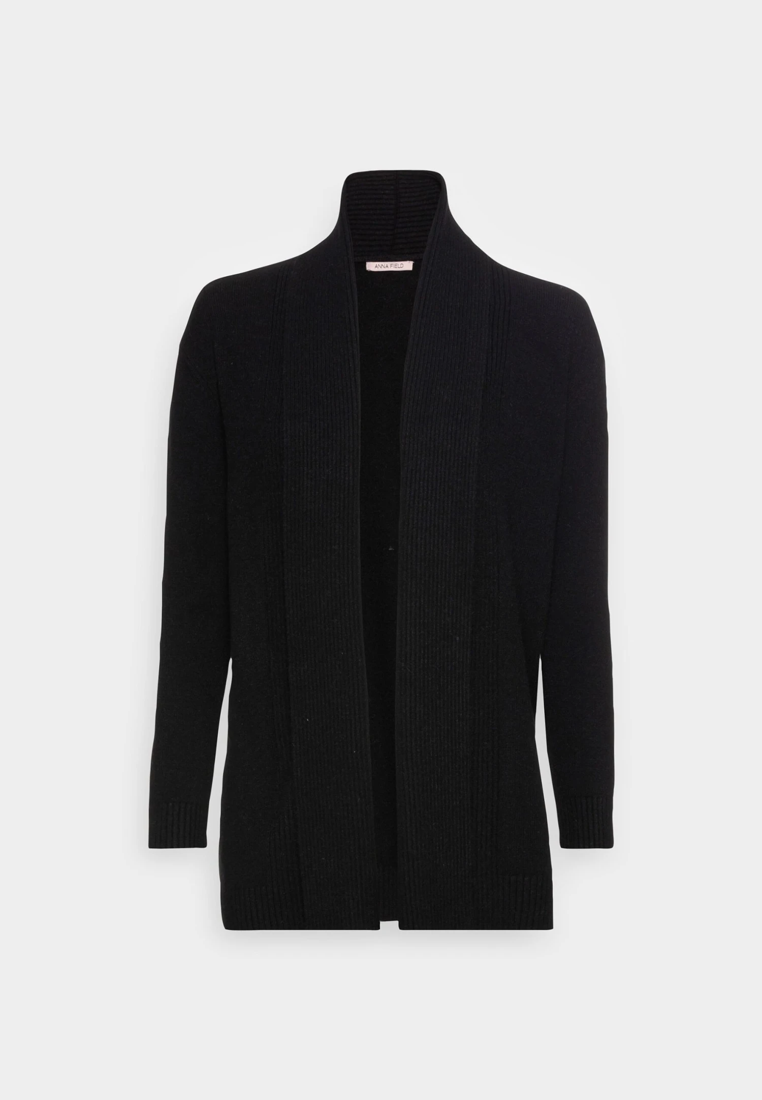 Anna Field Ribbed Fold Collar - Cardigan - Black 1 Anna Field Ribbed Fold Collar - Cardigan - Black