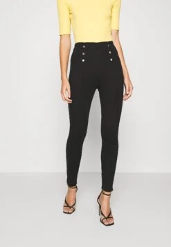 Anna Field Punto Leggings With Button Detail - Leggings - Black