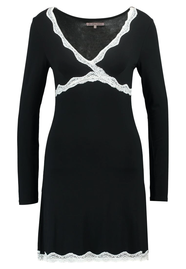 Anna Field Heidi Long Sleeves Viscose Nightdress - Nattskjorte - Black 5 Anna Field Heidi Long Sleeves Viscose Nightdress - Nattskjorte - Black - Bilde 5