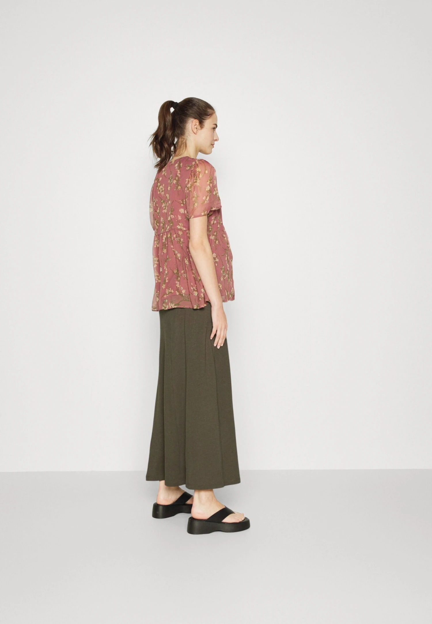 Maternity Maxi Skirt With Drawstring Waistband - Maxiskjørt - 606 - Khaki 3 Maternity Maxi Skirt With Drawstring Waistband - Maxiskjørt - 606 - Khaki - Bilde 3