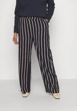 Wide Leg Pant - Bukse - Dark Blue/Brown/White