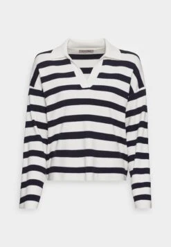 Anna Field Strikkegenser - Off-White/Dark Blue
