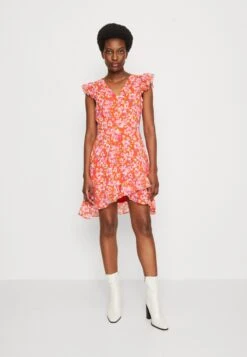 Anna Field Volant Short Dress- Kjole - Red/Multicoloured