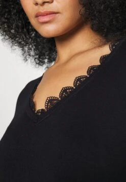 V Ausschnitt Mini Strickkleid Mit Gürtel Und Spitzeneinsatz - Strikket Kjole - Black 11 V Ausschnitt Mini Strickkleid Mit Gürtel Und Spitzeneinsatz - Strikket Kjole - Black -Anna Field 9767c2bf10c94c0790a4bd34c216faff