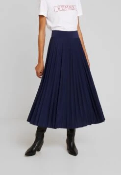 Anna Field Plisse A-Line Midi Skirt - A-Line Skjørt - Maritime Blue