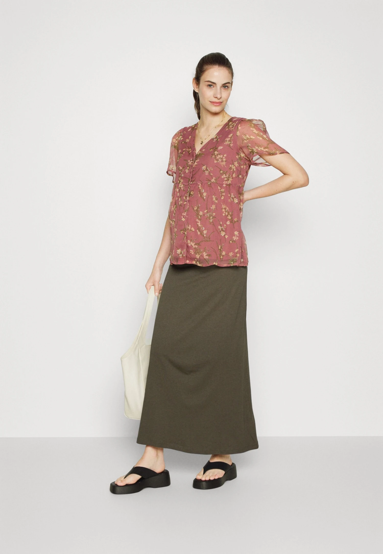 Maternity Maxi Skirt With Drawstring Waistband - Maxiskjørt - 606 - Khaki 2 Maternity Maxi Skirt With Drawstring Waistband - Maxiskjørt - 606 - Khaki - Bilde 2