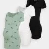 3Pack - T-Shirts Med Print - Black/White/Green