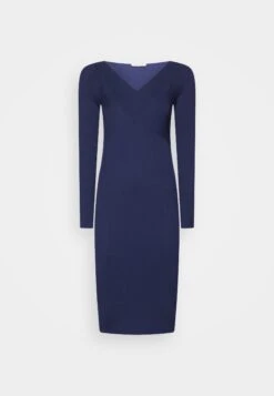 Anna Field V Ausschnitt Bodycon Midi Strickkleid - Etuikjole - Dark Blue