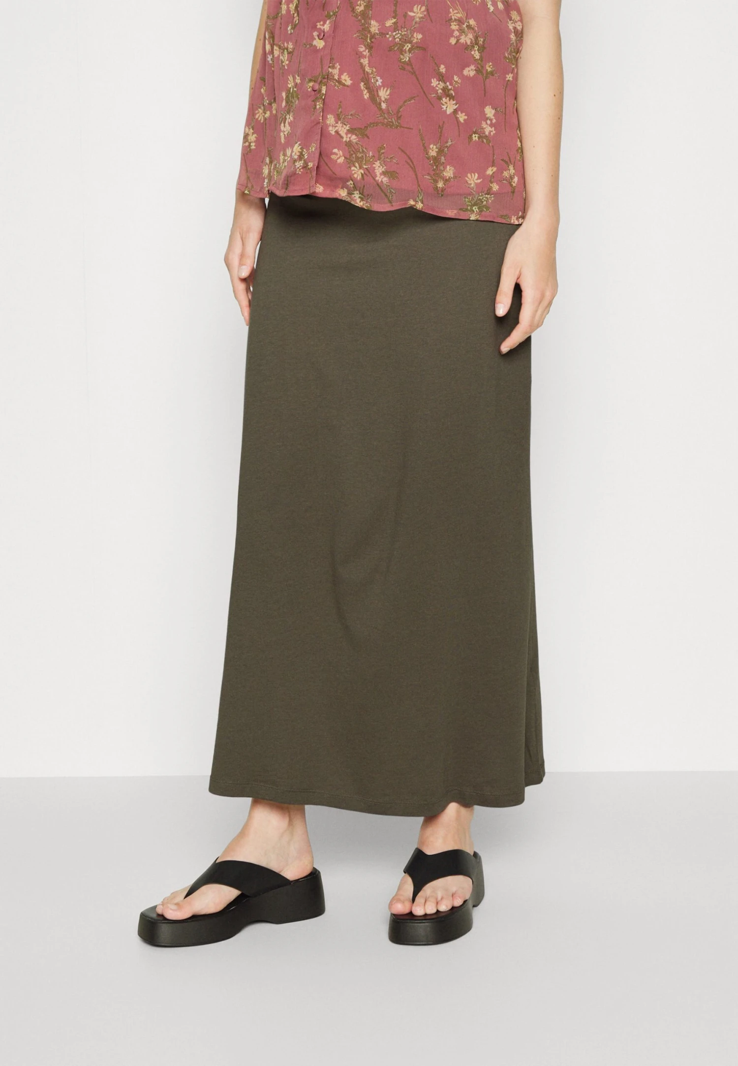 Maternity Maxi Skirt With Drawstring Waistband - Maxiskjørt - 606 - Khaki 1 Maternity Maxi Skirt With Drawstring Waistband - Maxiskjørt - 606 - Khaki