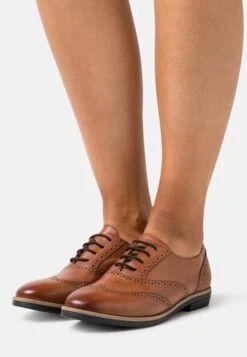 Anna Field Leather- Snøresko - Cognac